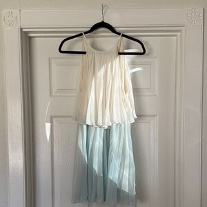 ASOS Pleated Cream and Blue Mini Dress